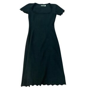 Tracy Feith Black Short-Sleeved Dress-Size 2- Great Details on Neck and Sleeve
